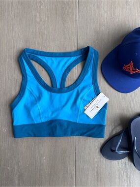 Spiritual Gangster Blue Colorblock Longline Sports Bra